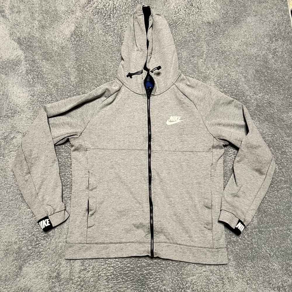 Nike Advance Full Zip Hoodie Jacket Mens Medium Pockets Fleece Gray 861742 Tech